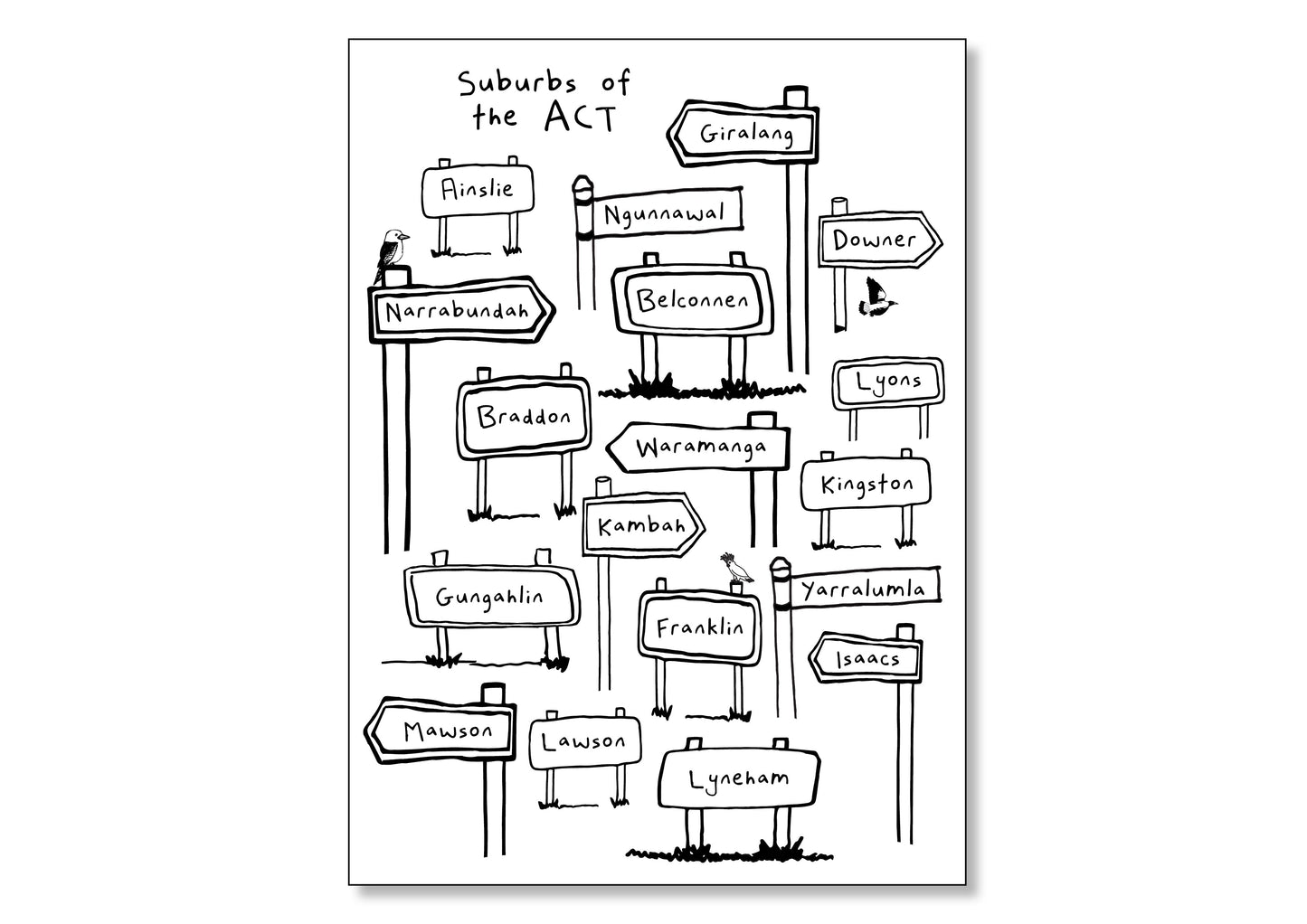 Suburbs of the ACT (A4 Poster)
