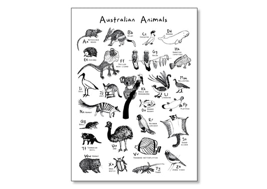 Australian Animals A-Z (A4 Poster)