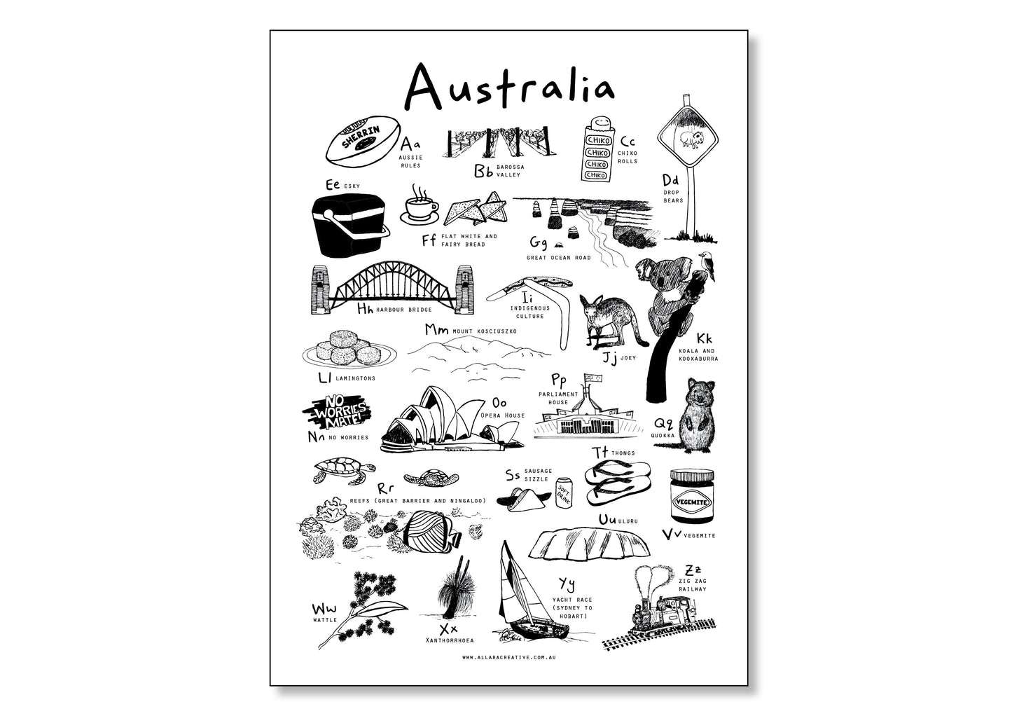 A-Z Australia (A4 Poster)