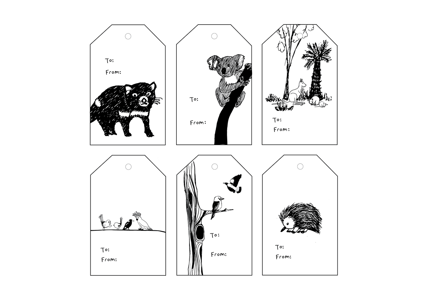 Australiana Gift Tags - Pack of 6