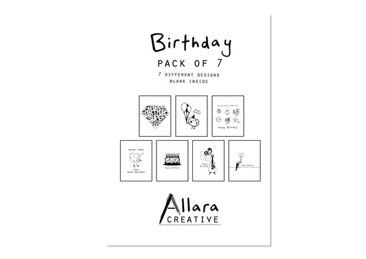 Birthday Cards - Pack of 7